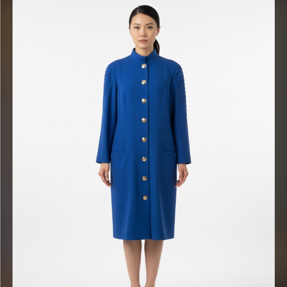 Chic Royal Blue Button-Up Dress